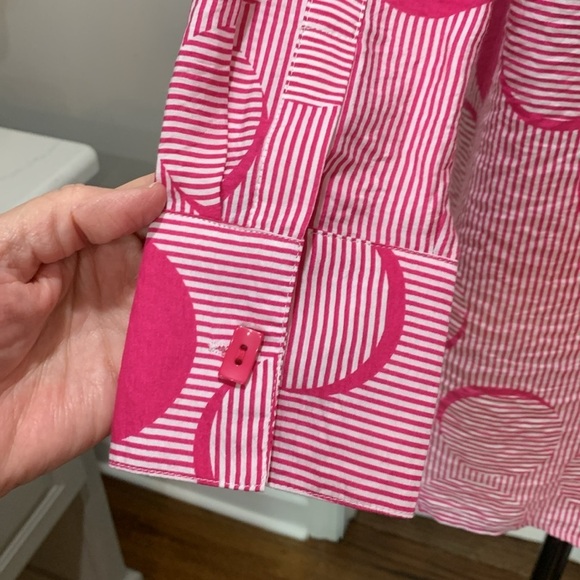 Multiples sz M pink and white patterned button down top NWT - Picture 6 of 10